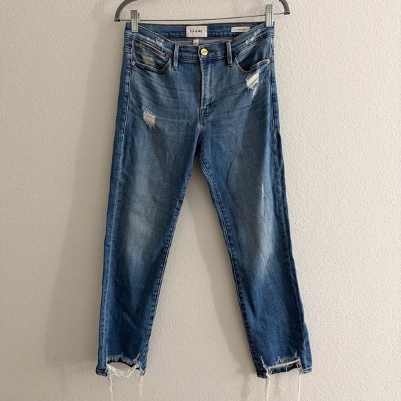 Frame Denim Denim - Frame Womens Le High Straight Raw Hem Denim Jeans Size 28